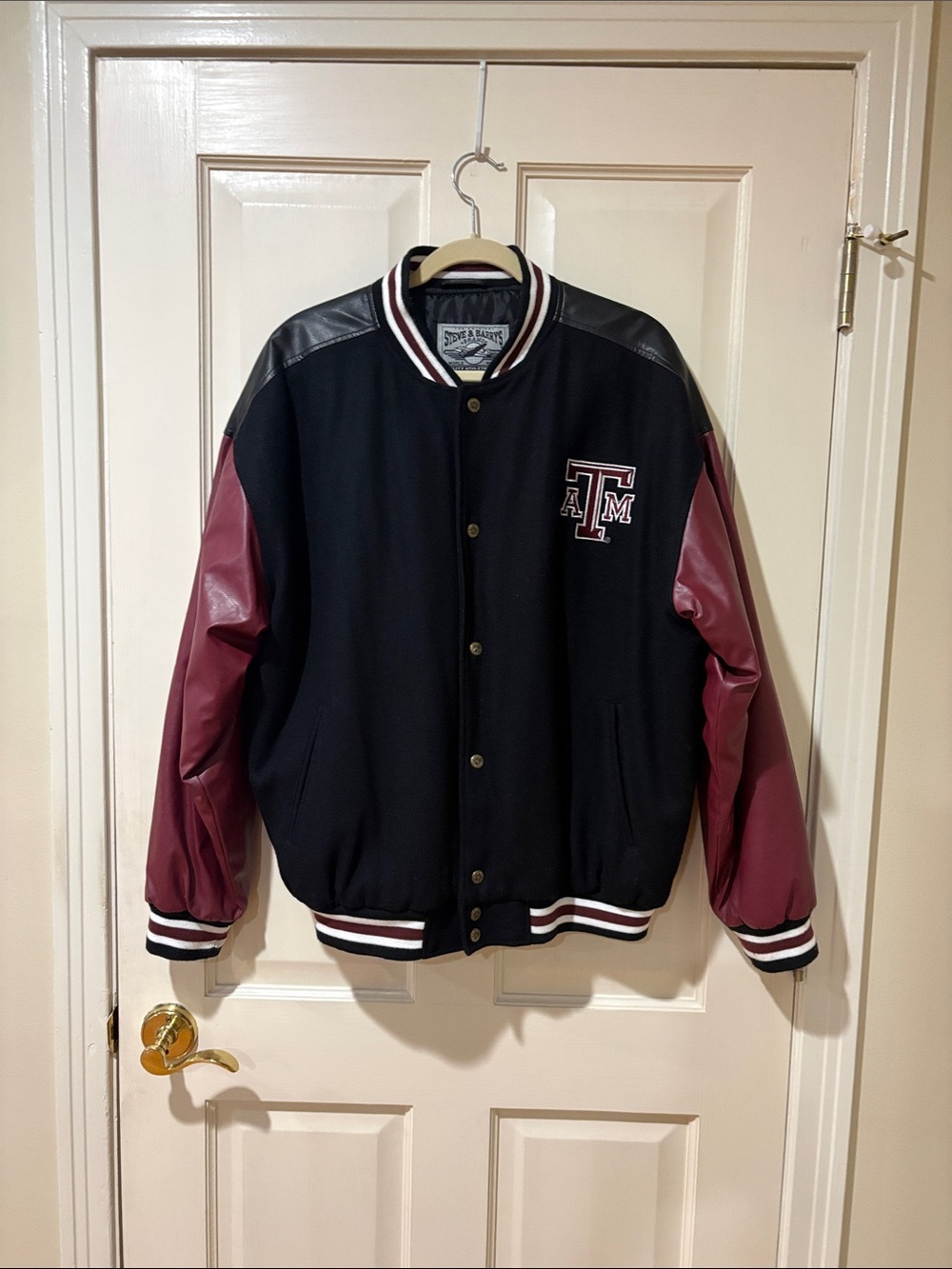 Steve & Barry's Black Jacket with Maroon Leather Sleeves